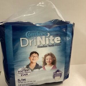 Comfees DriNite Premium Youth Disposable Pull Up Pants S/M 38-65+lbs